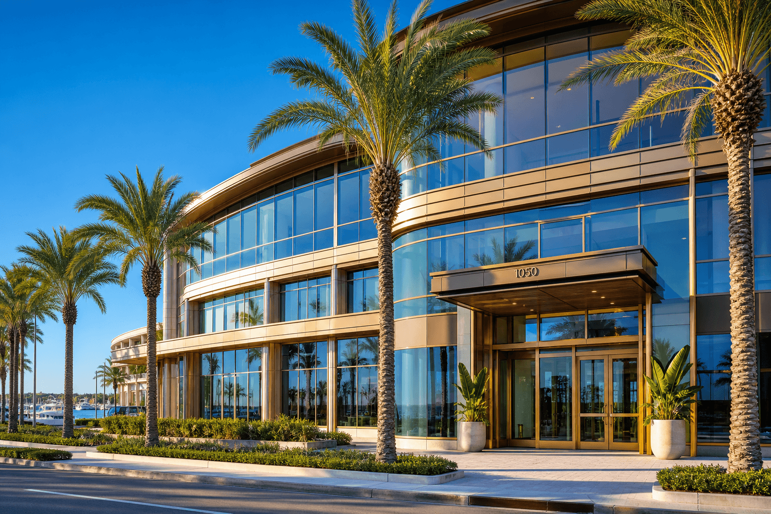 Modern Florida commercial architecture with bright natural daylight